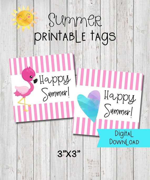 Happy Summer Printable Gift Tags-flamingo Tags-summer Gift - Etsy