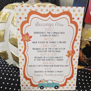 Thanksgiving Blessings Mix Gift Tags, Treat Gift Tags, Printable, Snack Bag Tag, Blessing Tag Party Favor, Teacher, School, Download