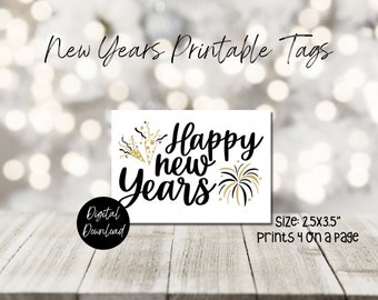 Happy New Years Printable Gift Tags, Happy New Years Party Favors, New Years Printables, New Years Gift Tags, New Year's Eve Party Supplies