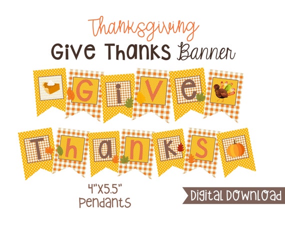 Give Thanks Printable Banner Thanksgiving Banner | Etsy