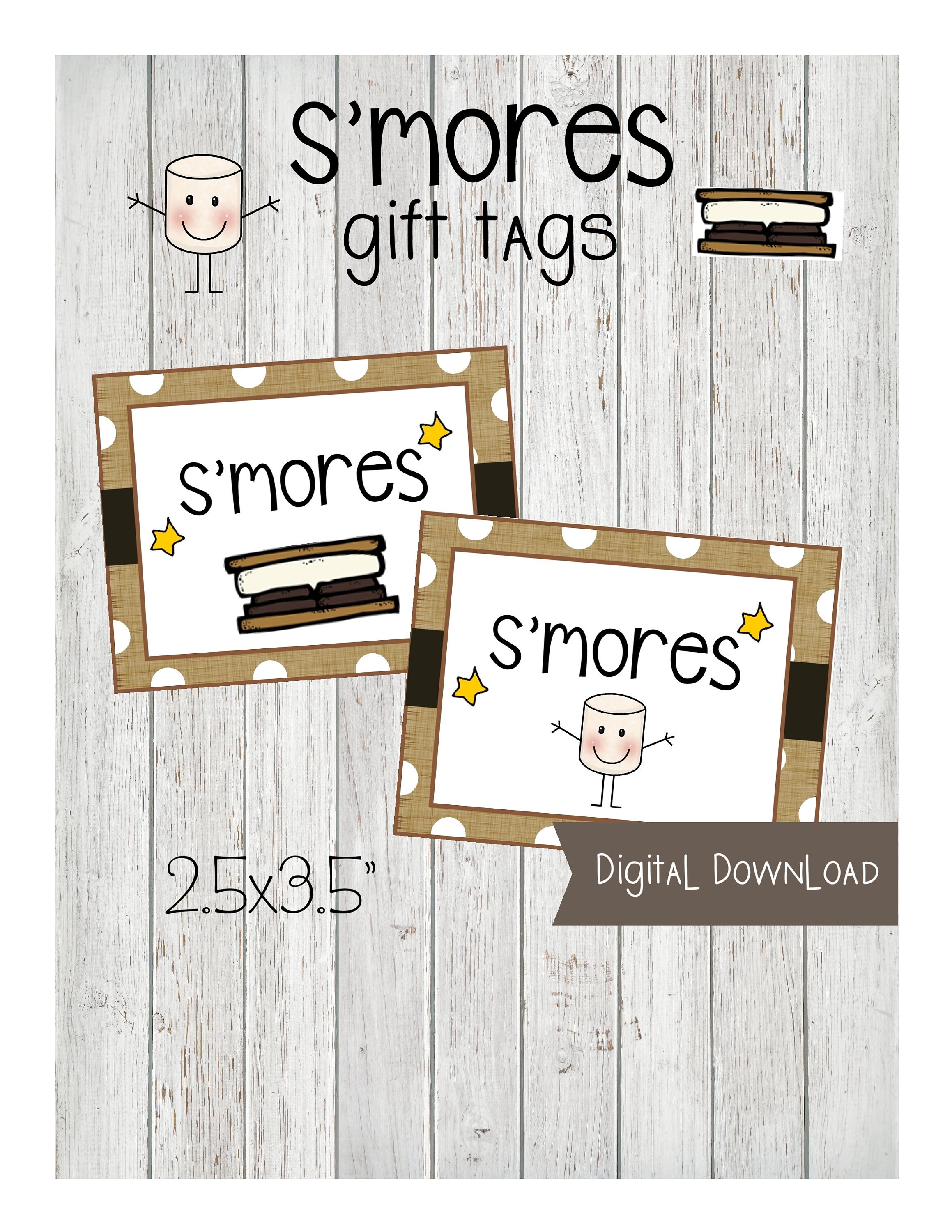 S'mores gift tags-S'mores printables-Digital | Etsy