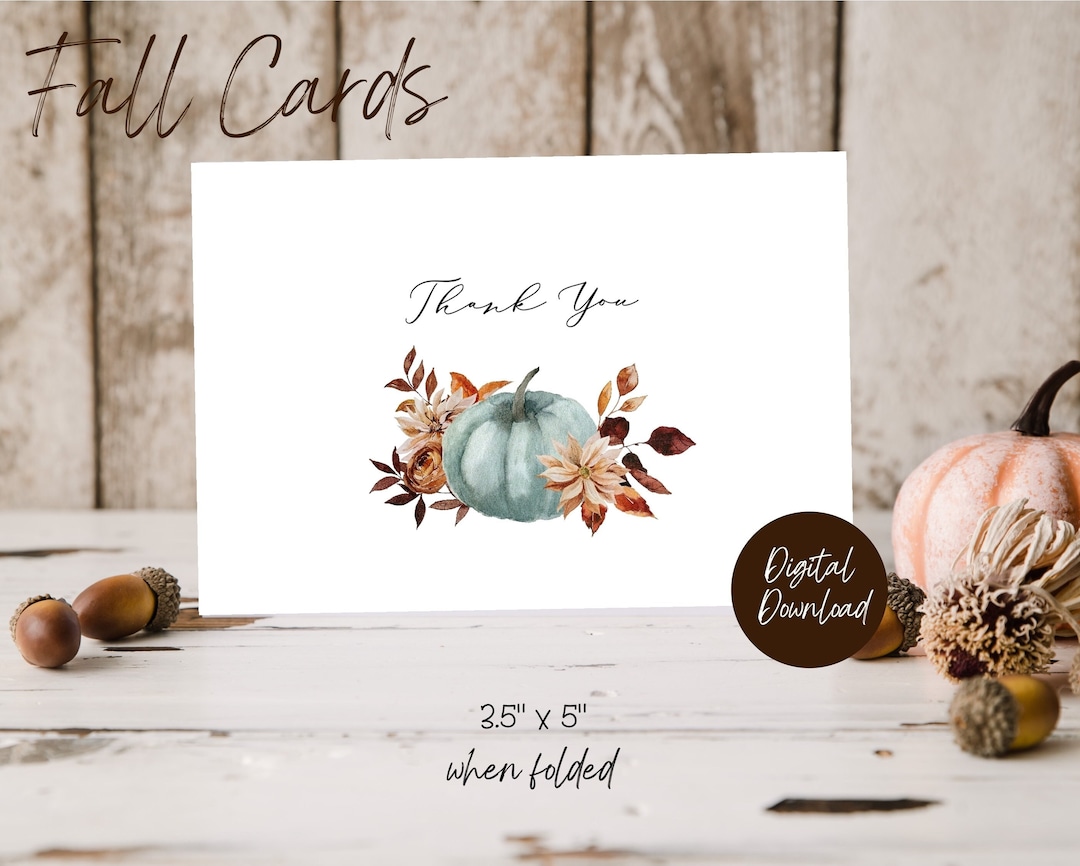 Printable Fall Thank You Cards Digital Fall Cards Printable - Etsy