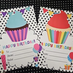 Cartes d'anniversaire d'enfants, Cartes d'anniversaire imprimables pour étudiants, Cartes de 5 x 7 pouces, Anniversaires d'étudiants, Joyeux anniversaire, Cartes d'anniversaire numériques, Imprimables