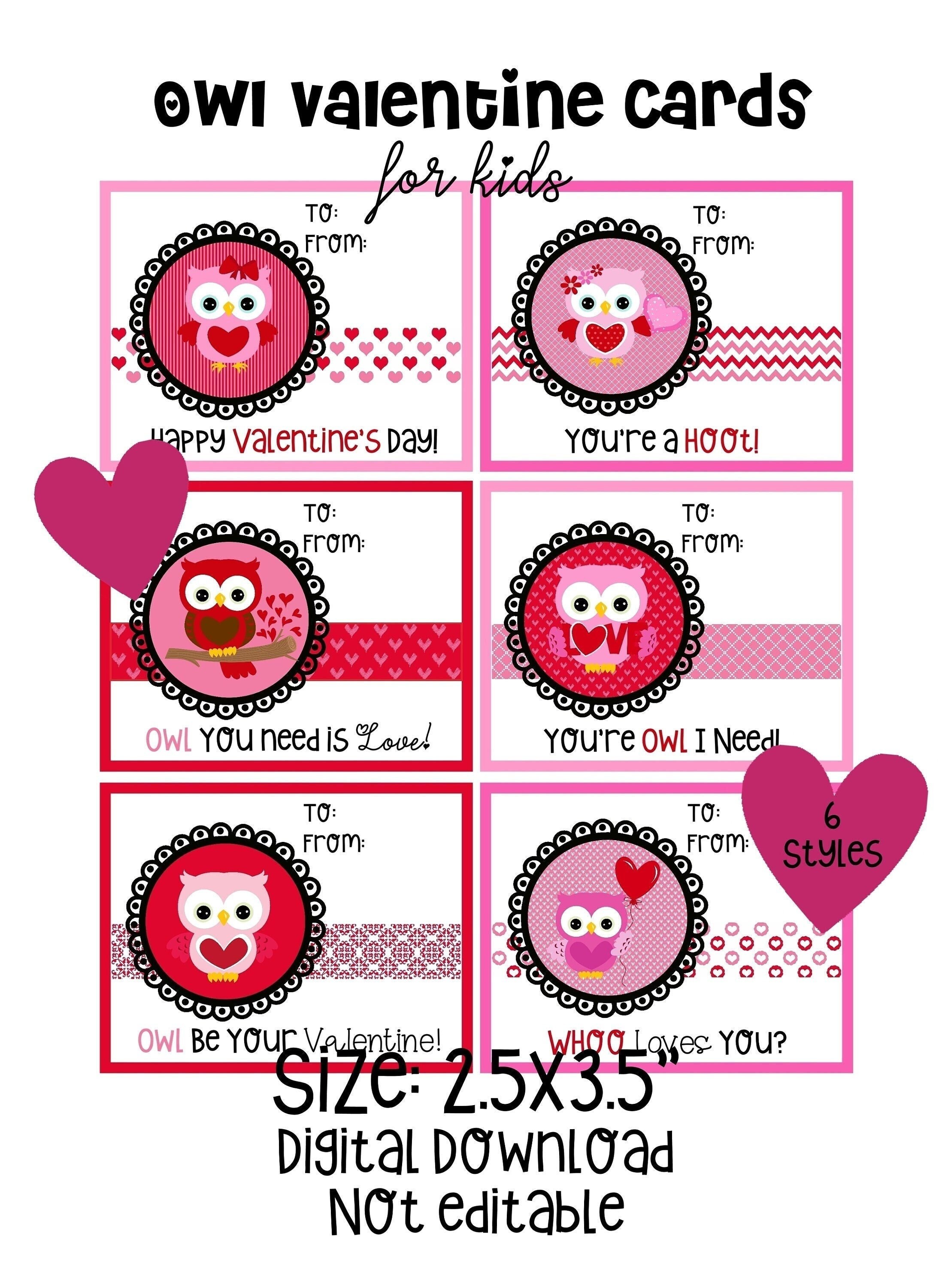 Kids Owl Valentine's Day Cards, Classroom Valentines, Owl Valentines, School Valentine Cards, Ha