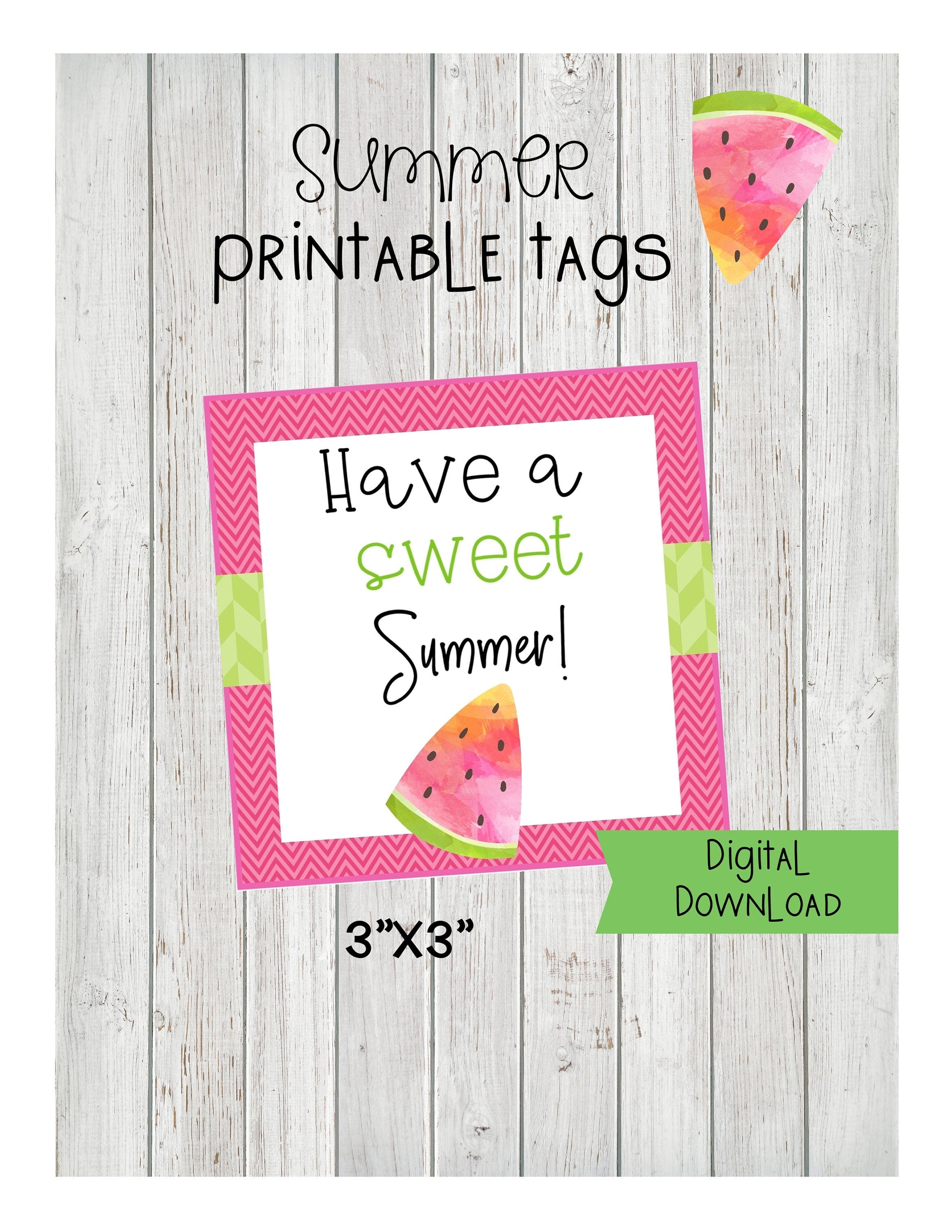 Watermelon gift tagsSummer tagsHave a Sweet Summer printable Etsy