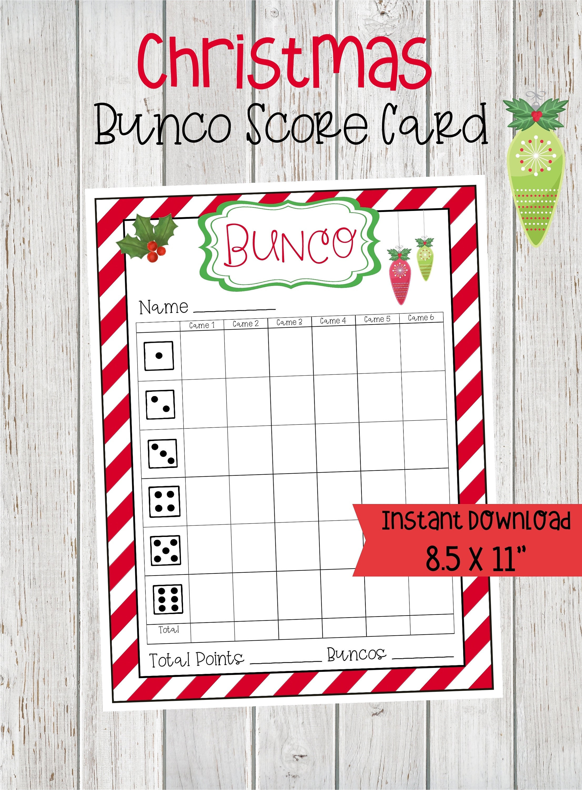 christmas bunco score card, bunco worksheets for christmas, bunco