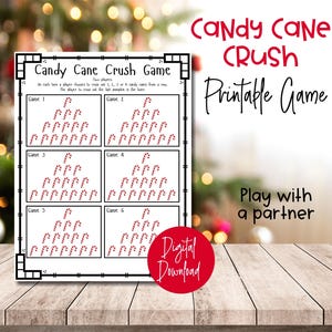 Printable Candy Cane Crush Game - Fun Christmas Activity for Kids, Strategic Christmas Classroom Game, Christmas Party Game, Family Party