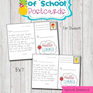 Cartões postais de alunos - Cartões postais de professores - Cartões postais de último dia de aula - Presentes de fim de ano letivo - Poema escolar - Verão - Cartões postais - Download digital