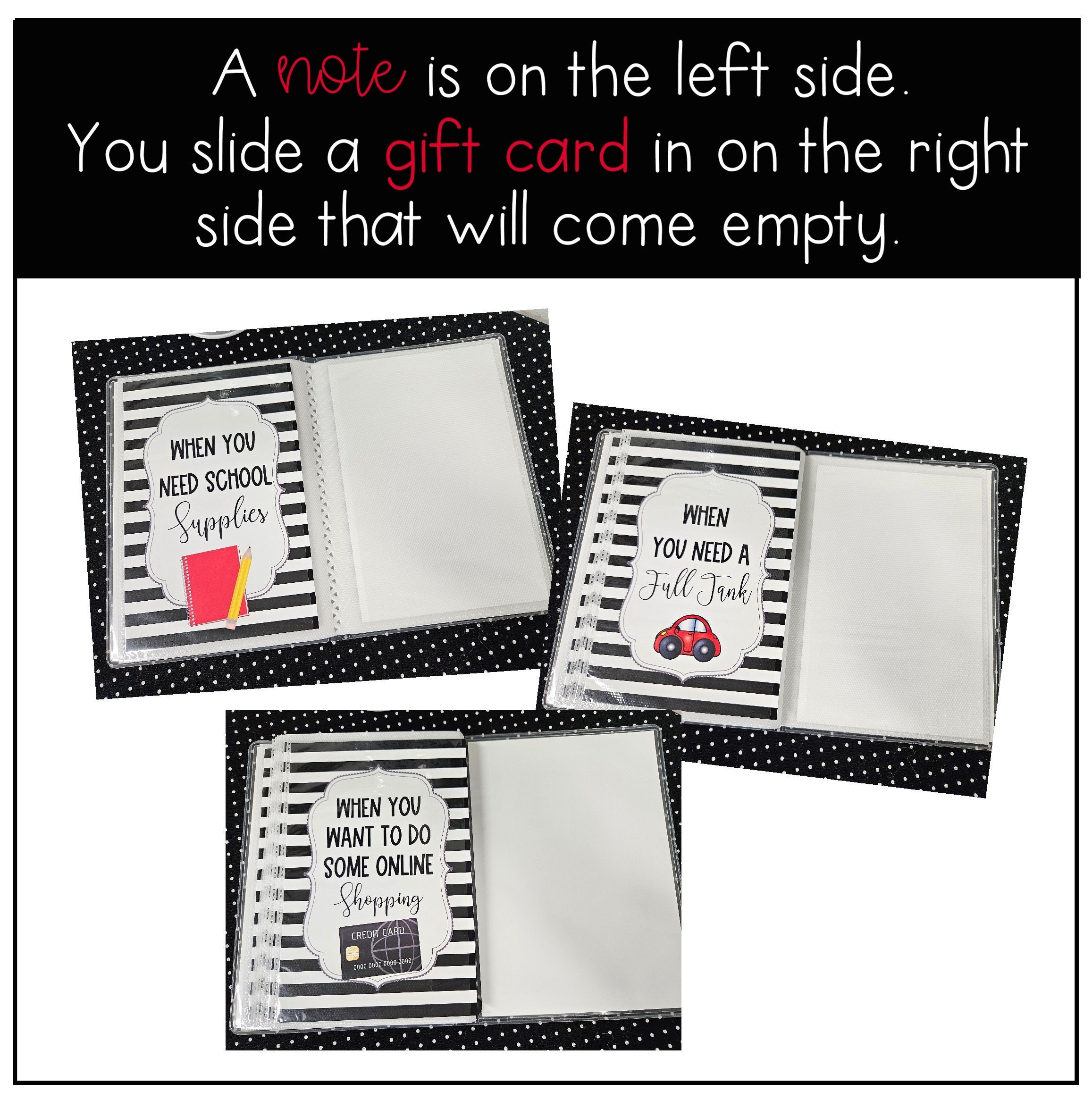 Graduation Gift Card Book, 4x6 Graduation Gift Card Holder, Birthday Gift for Teenagers, College Gift, Build Your Own BYO Gift Card Book