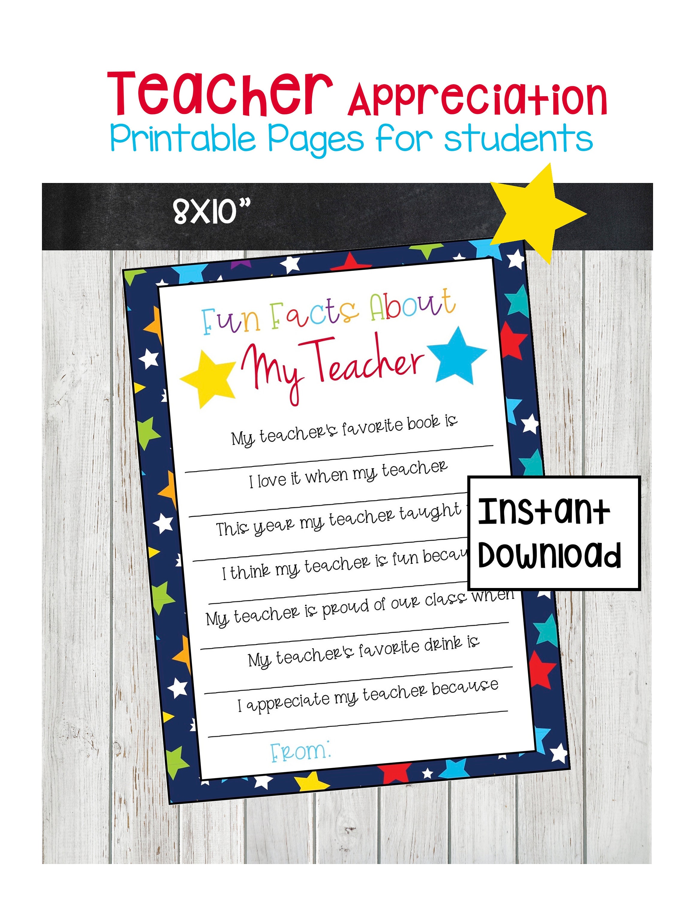 Fun Facts About My Teacher Free Printable