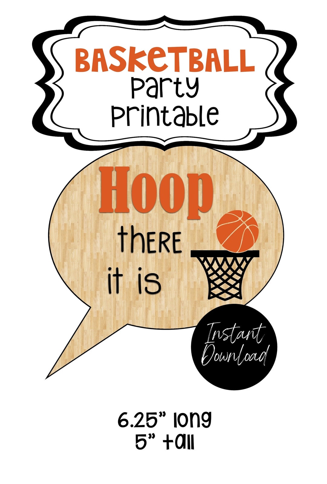 Basketball Printables, Basketball Party Decorations, Digital Download ...