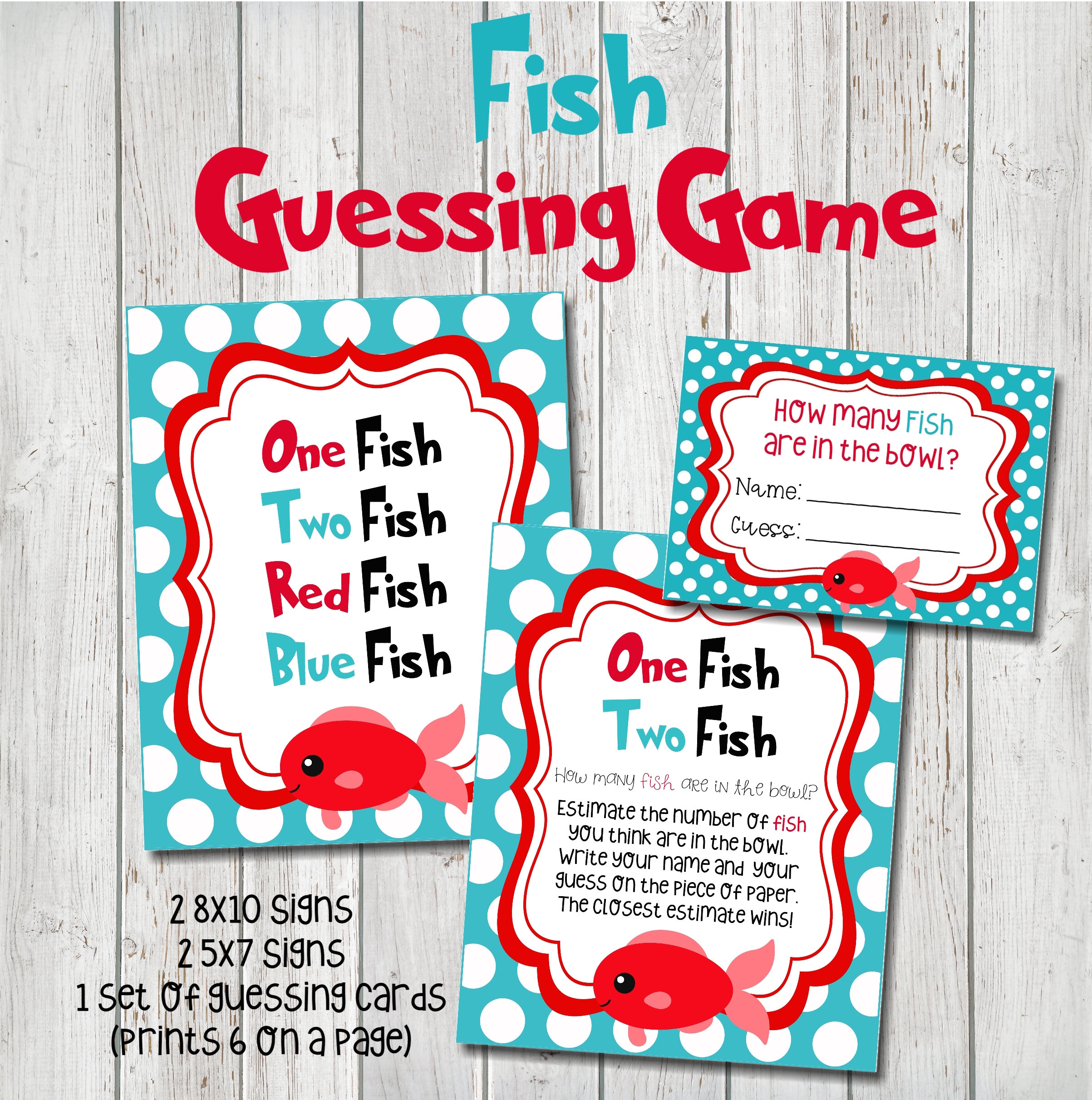 Fish Guessing How Many Game, One Fish Two Fish Guessing Game, Read
