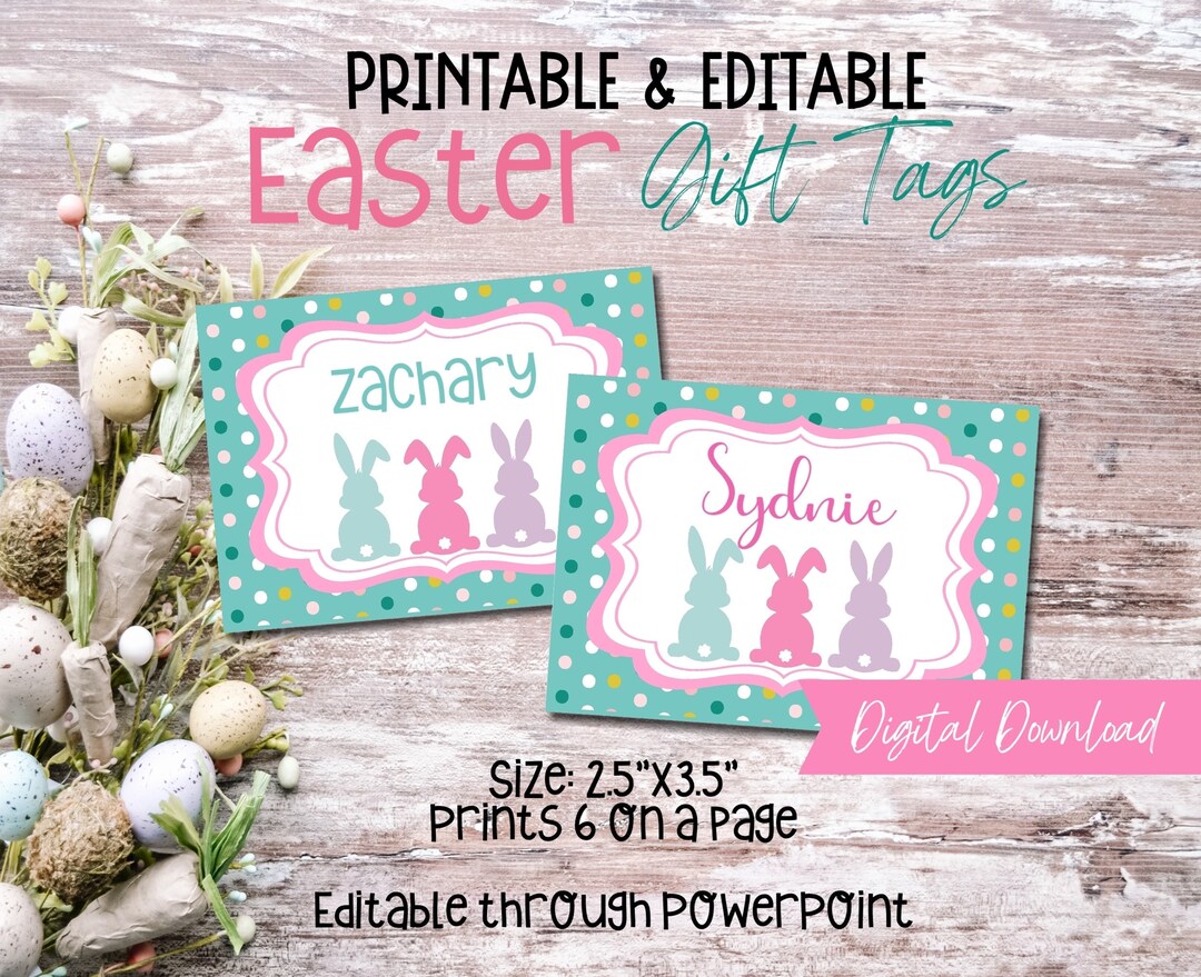 Easter Name Tags for Easter Baskets Printable Name Tags for Etsy