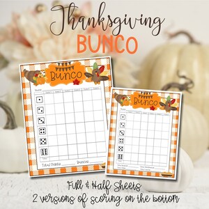 Thanksgiving Bunco Score Sheets November Bunco Printables - Etsy