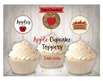 Apple Cupcake Toppers, Straw Toppers, Johnny Appleseed Day Printable, Apple Party Decor, Apple Printables, Apple School Decorations