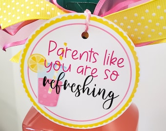 Parents Like You Are So Refreshing Lemonade Gift Tags, Lemonade Tags for Parent Helpers, Parent Gift Tags, Lemon Parent Gift Tags