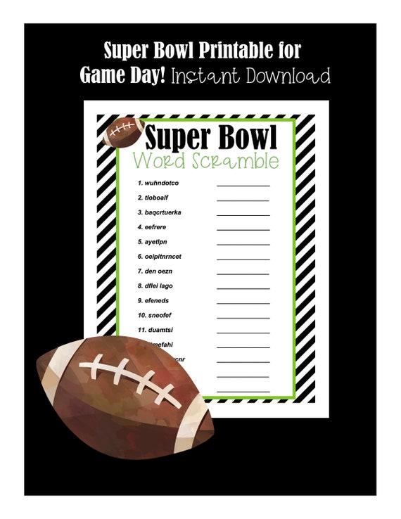 Super Bowl PrintablesSuper Bowl Word ScrambleDigital Etsy