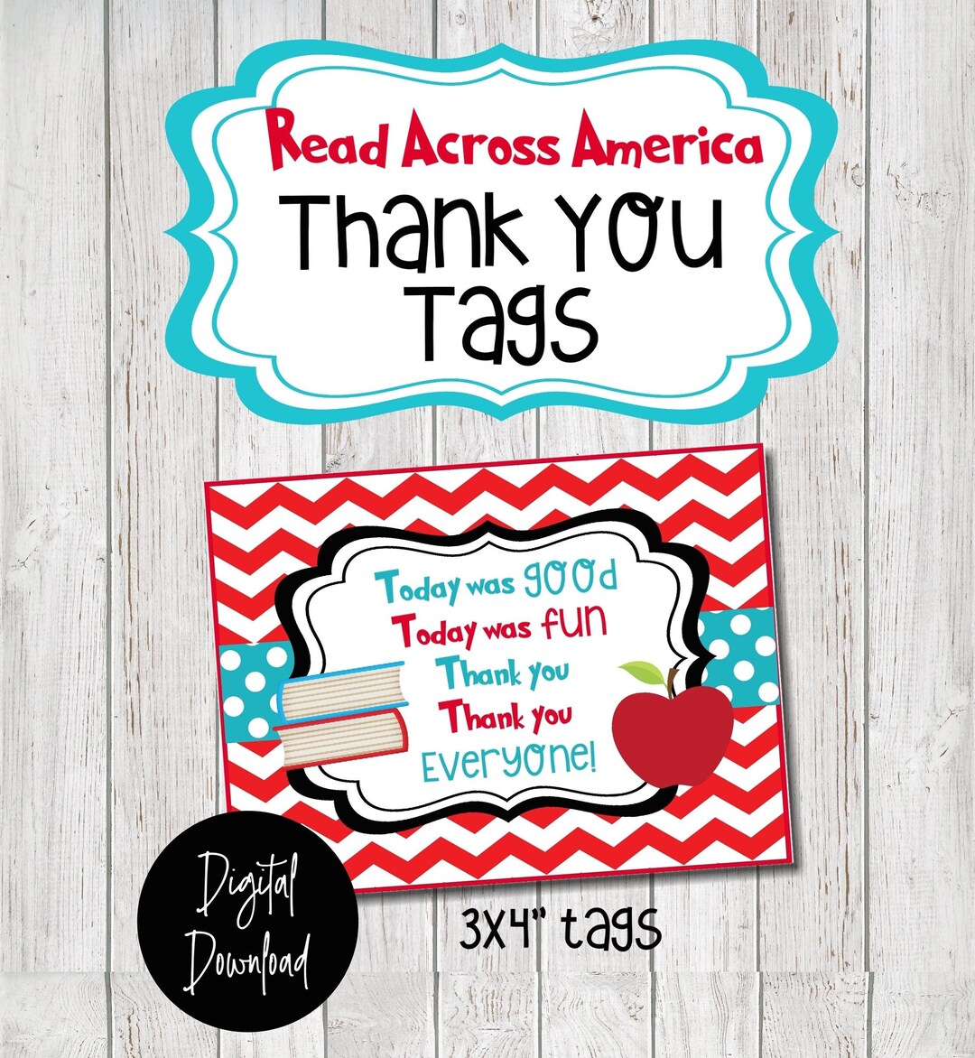 Read Across America Thank You Tags Thank You Tags School Tags For