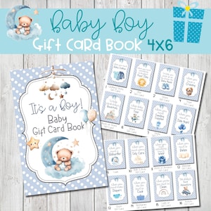 Baby Geschenkkarte Buch, Babypartygeschenk, Junge Babyparty, Geschenk für neue Mütter, 4x6 Geschenkkartenhalter, Bauen Sie Ihr eigenes BYO Geschenkkartenbuch