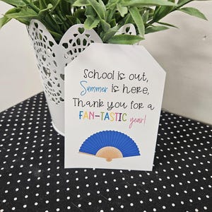 Fan-cadeaukaartjes voor het einde van het schooljaar, draagbare fan-tags voor studenten en docenten, Last Day of School-tags, digitaal, afdrukbaar
