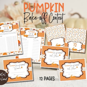 Kürbis Bake-Off Contest Printables, Kürbis Back Contest Score Karten, druckbare Back Contest, Digital Download, Thanksgiving Contest
