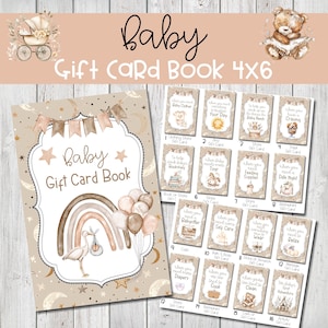 Afdrukbaar babycadeaukaartboek, genderneutraal kraamcadeau, cadeau voor nieuwe moeders, 4 x 6 cadeaukaarthouder, bouw je eigen cadeaukaartboek