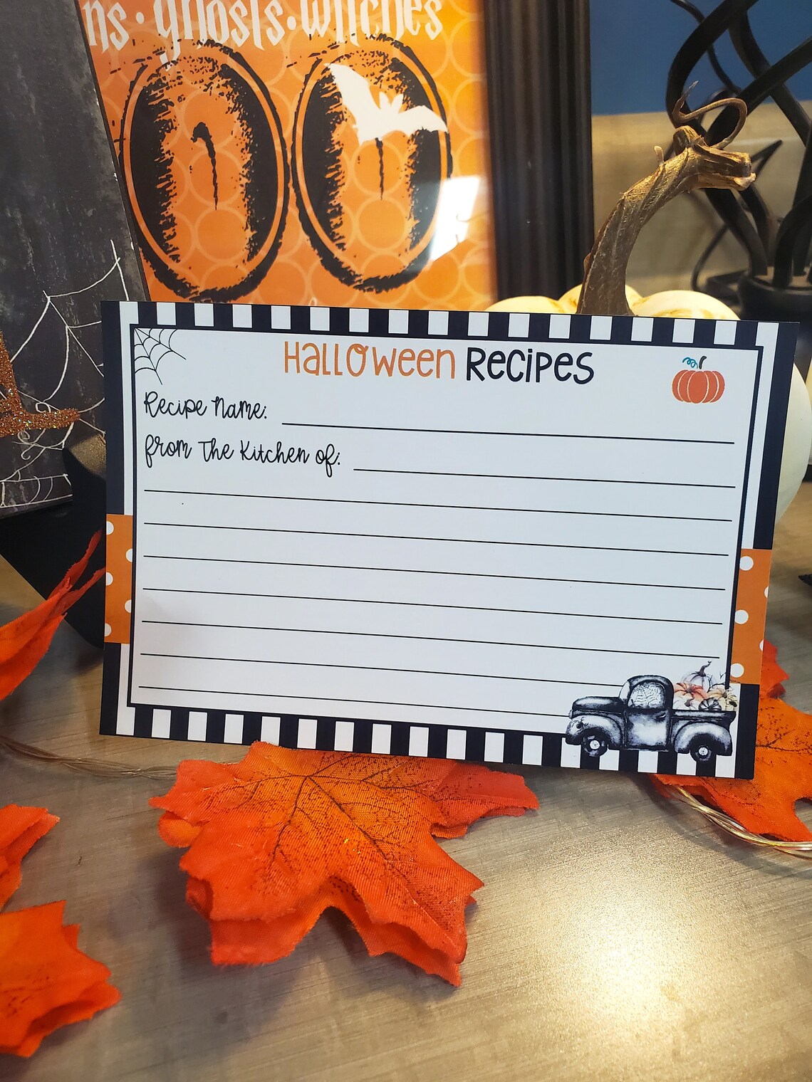 Halloween Recipe Cards Set of 12 Blank Halloween Recipe | Etsy