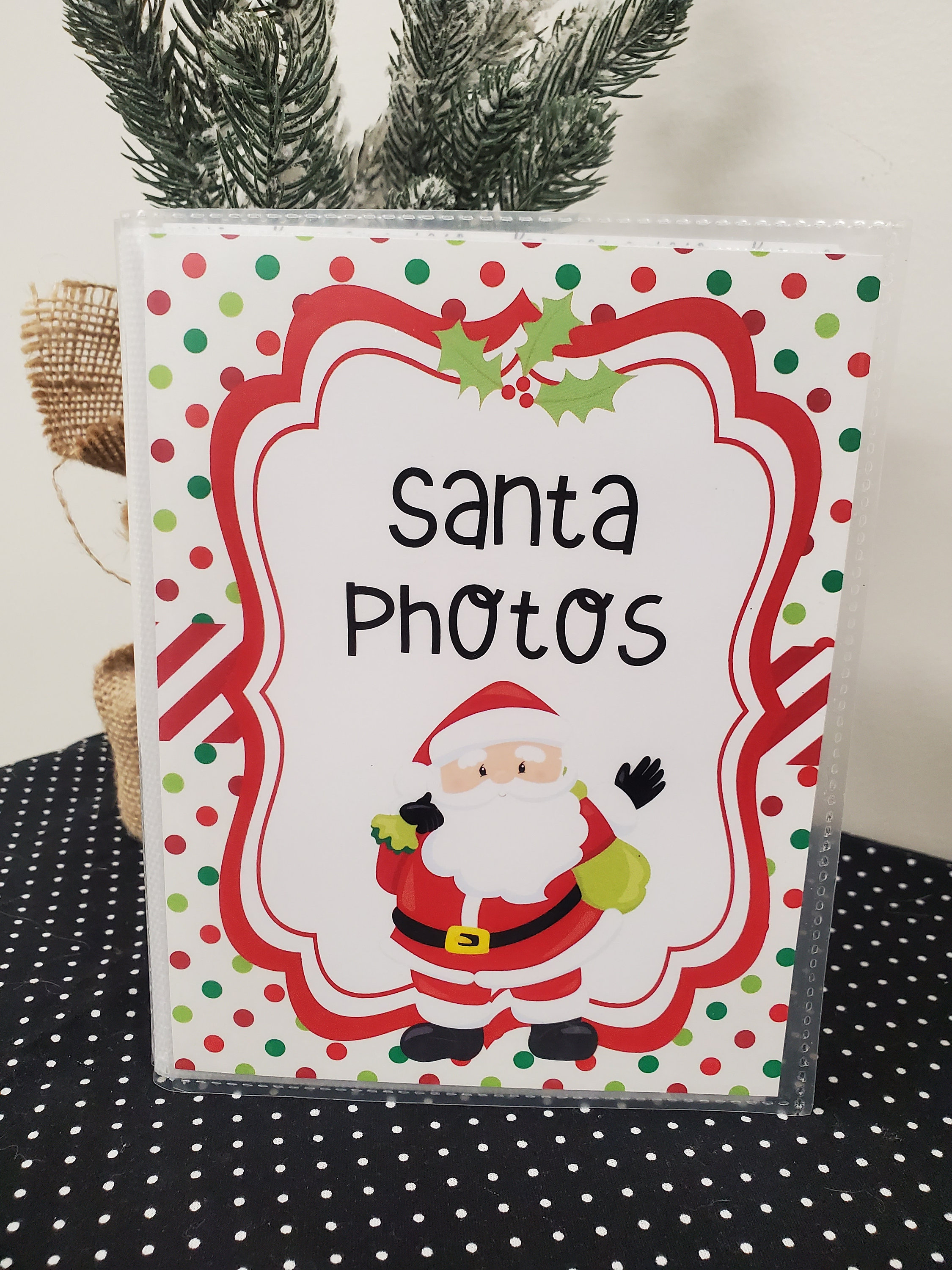 Christmas Card Album, Holiday Card Album, 5x7 Photo Christmas Card Keeper,  Santa Photo Album, Custom Linen Christmas Album 5x7 