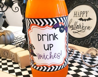 Halloween Printable Drink Labels, Halloween Soda Bottle Labels, 2 Liter Soda Bottle Labels for Halloween, Digital Download, Halloween Party