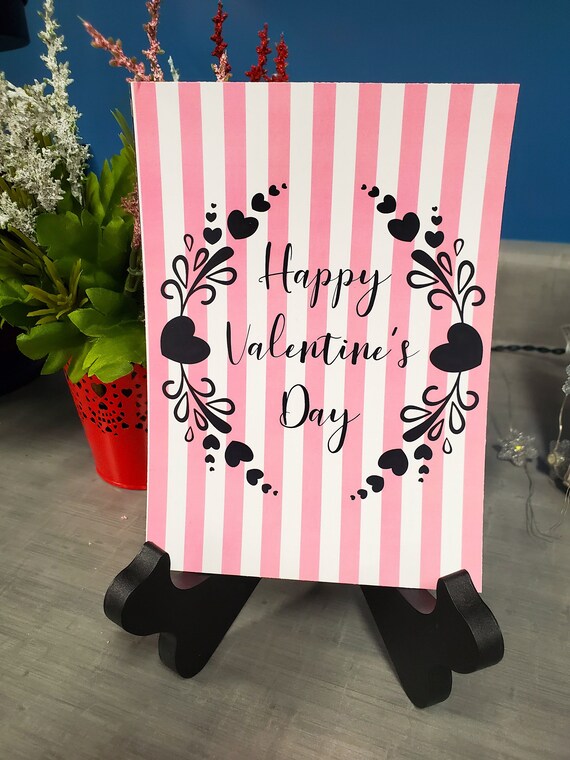 5x7 Happy Valentine's Day Printable Sign Printable Pink &amp; | Etsy