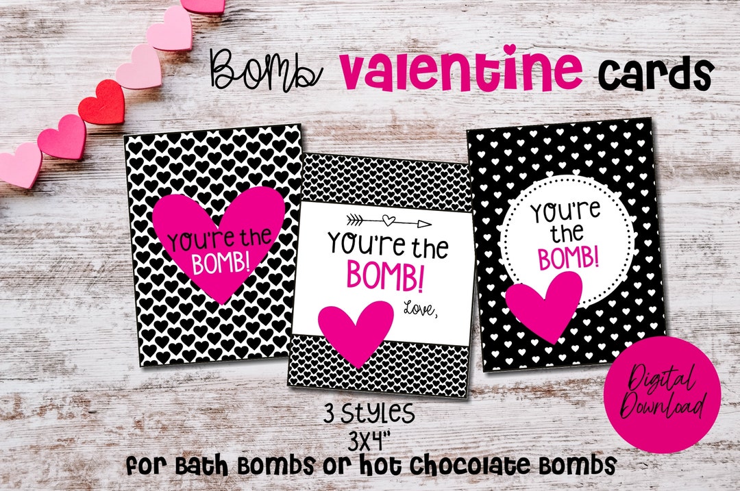 Printable Bomb Valentines, Hot Chocolate Bomb Valantines, Bath Bomb ...