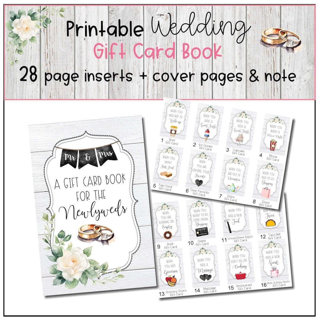 Gift Card Book for Weddings, BYO Printable Gift Card Book, Bridal Shower  Gift, Wedding Gift, Newlywed Gift, Bridal Gifts, Digital Download - Etsy, image size:1080x1083