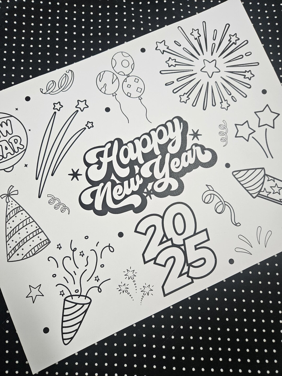 Happy New Year 2025 Coloring Page, Kids New Years Activity, New Year's