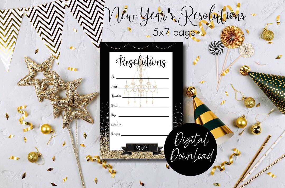 New Year's Resolution Cards 5x7 New Year Resolutions Etsy
