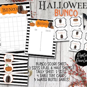 Citrouilles d&#39;Halloween à imprimer Bunco Bunco Bunco, Jeu Bunco, Soirées jeux Bunco, Étiquettes Bunco d&#39;Halloween, Nuit Bunco d&#39;octobre