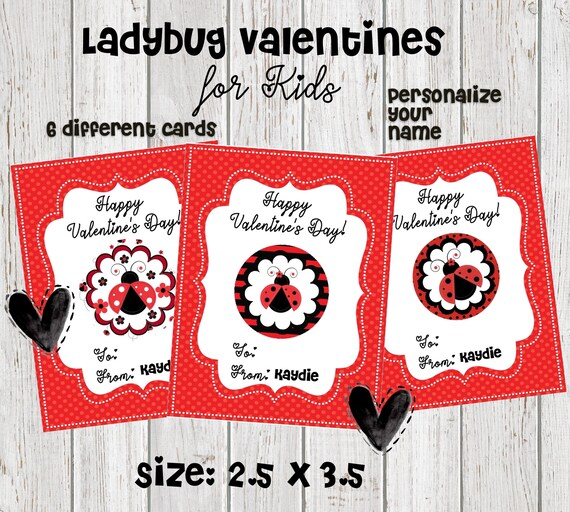 Ladybug Valentine’s Day Cards for Kids Kids Valentines | Etsy