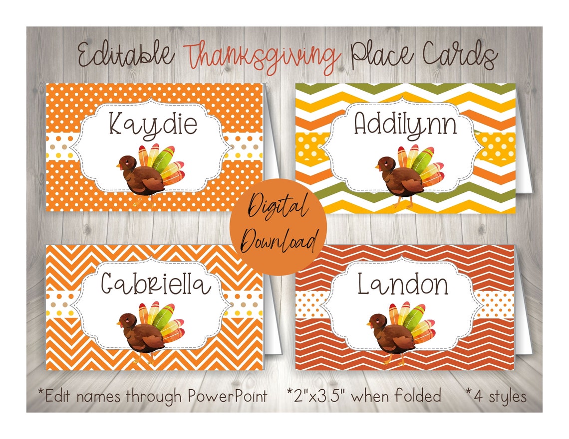 Kids Thanksgiving Place Cards Printable Place Cards for - Etsy
