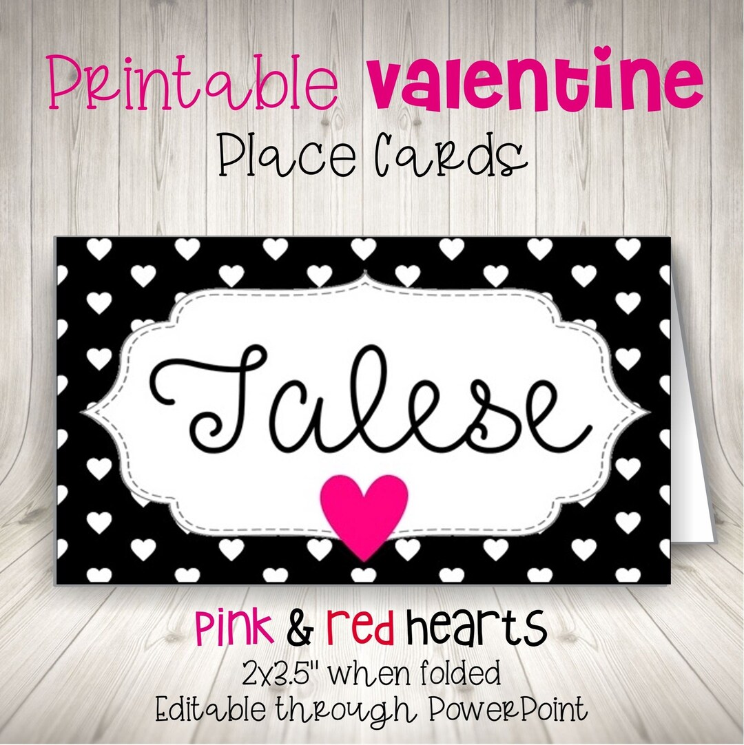 Valentine's Day Place Cards, Dinner Place Cards for Valentine's Day