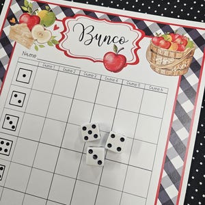 Apple Bunco Sheets, Fall Bunco Score Cards, Apple Themed Bunco Printables, Fall Bunco, Bunco Night, Bunco Worksheets for Fall, Red Apples