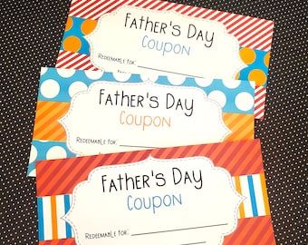 Father's Day Coupons, Printable Coupons for Father's Day, Gift Coupons, Happy Father's Day, Father's Day Gift Ideas, Dad Gifts, Father's Day