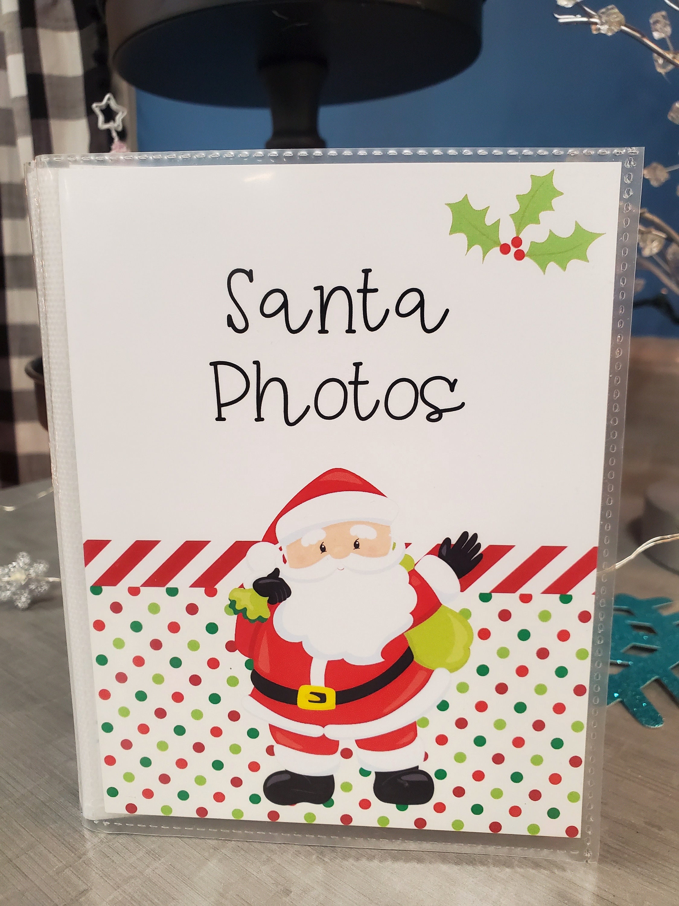 Christmas Card Album, Holiday Card Album, 5x7 Photo Christmas Card Keeper,  Santa Photo Album, Custom Linen Christmas Album 5x7 