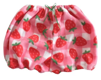 Handmade Fleece Pink Gingham Strawberry Bloomers