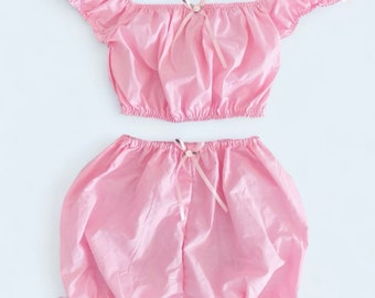 Handmade Pink Bows & Roses Two Piece Set