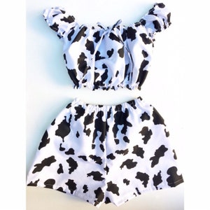 Handmade Cow Print Two Piece Set