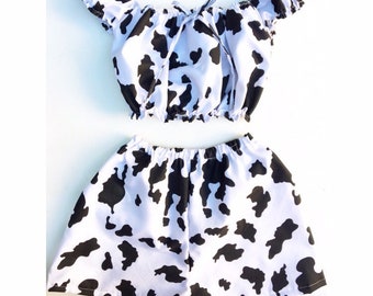 Handmade Cow Print Two Piece Set