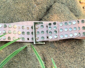 Pink Eyelet Grommet Silver Studded Jelly Belt Fashion Skater  display picture 1