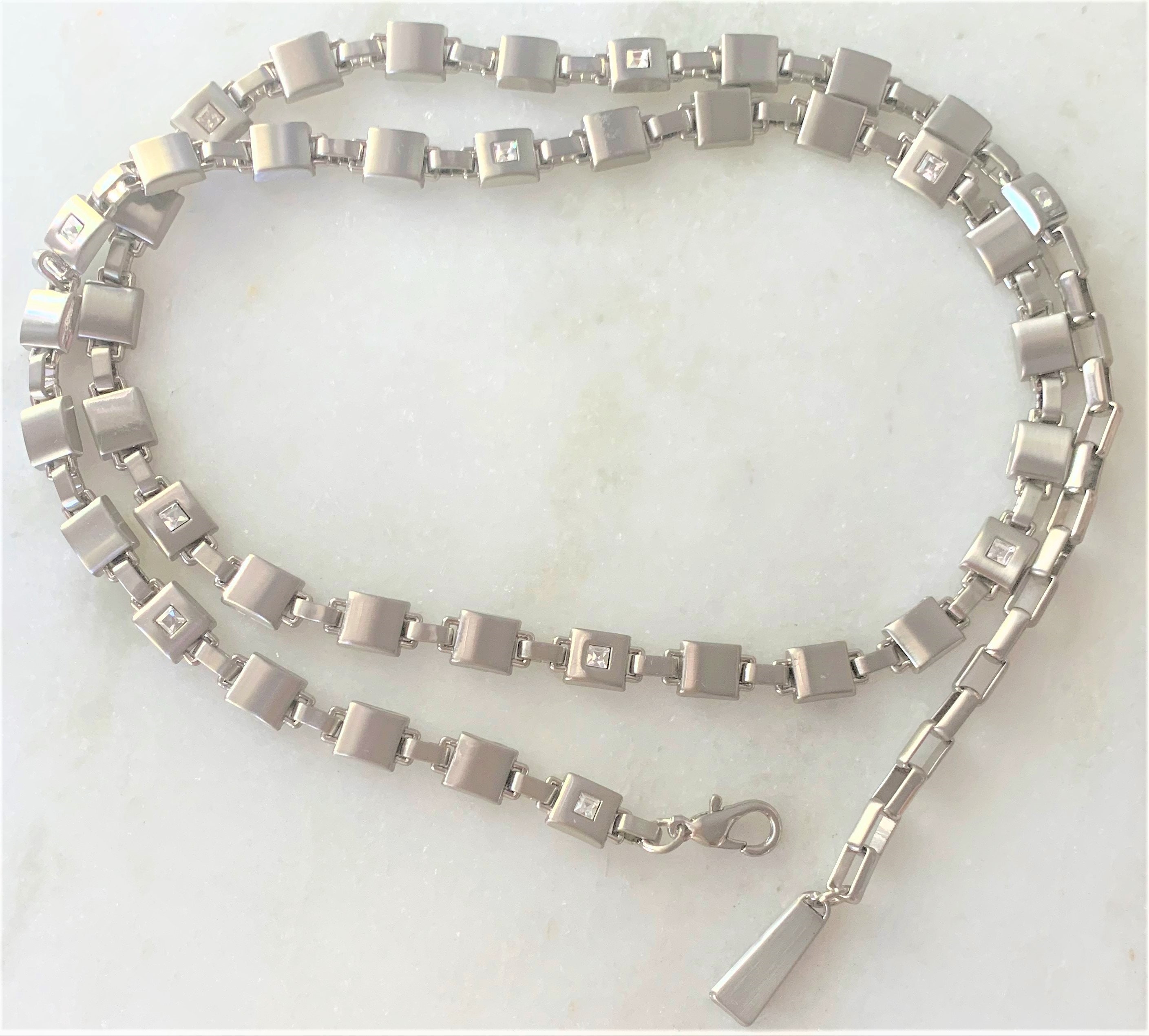 Square lucite with silver hardware chain belt Square Link Belt - Etsy main image 2