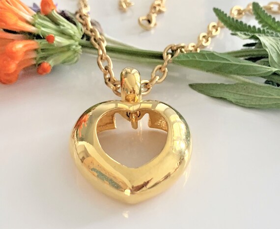 Cut Out Puff Heart Removeable Pendant on 32" Gold… - image 7