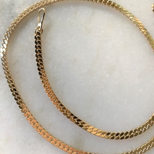 Flat Link Polished Gold Tone Chain Necklace with Spring Ring Clasp - 16&quot;, 18&quot; - Made in USA