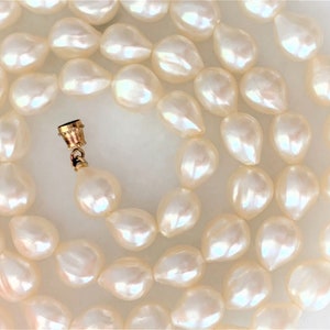 30&quot; Hand Strung Imitation Baroque Teardrop Pearl Necklace with Brass Twist Clasp Closure